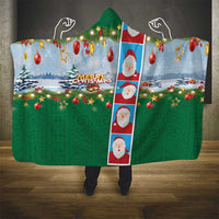 Merry Christmas Hooded Blanket Funny Santa Claus Cards Photo and Polynesian Pattern Green Color LT03 - Polynesian Pride