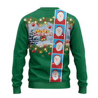 Merry Christmas Ugly Christmas Sweater Funny Santa Claus Cards Photo and Polynesian Pattern Green Color LT03 - Polynesian Pride