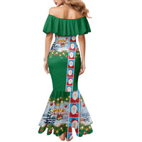 Merry Christmas Mermaid Dress Funny Santa Claus Cards Photo and Polynesian Pattern Green Color LT03 - Polynesian Pride