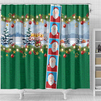Merry Christmas Shower Curtain Funny Santa Claus Cards Photo and Polynesian Pattern Green Color LT03 - Polynesian Pride