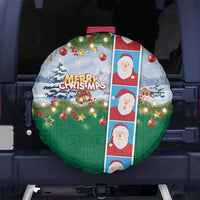 Merry Christmas Spare Tire Cover Funny Santa Claus Cards Photo and Polynesian Pattern Green Color LT03 - Polynesian Pride