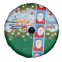 Merry Christmas Spare Tire Cover Funny Santa Claus Cards Photo and Polynesian Pattern Green Color LT03 - Polynesian Pride