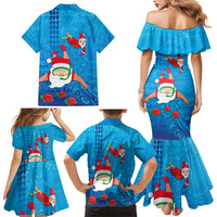 Hawaiian Santa Claus Snorkeling Family Matching Mermaid Dress and Hawaiian Shirt Kakau and Polynesian Pattern LT03 - Polynesian Pride