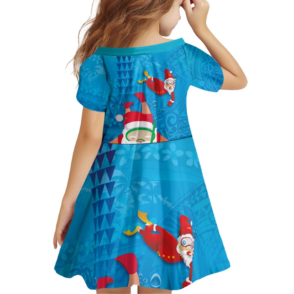 Hawaiian Santa Claus Snorkeling Family Matching Off Shoulder Short Dress and Hawaiian Shirt Kakau and Polynesian Pattern LT03 - Polynesian Pride