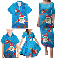 Hawaiian Santa Claus Snorkeling Family Matching Puletasi and Hawaiian Shirt Kakau and Polynesian Pattern LT03 - Polynesian Pride