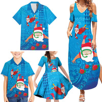 Hawaiian Santa Claus Snorkeling Family Matching Summer Maxi Dress and Hawaiian Shirt Kakau and Polynesian Pattern LT03 - Polynesian Pride