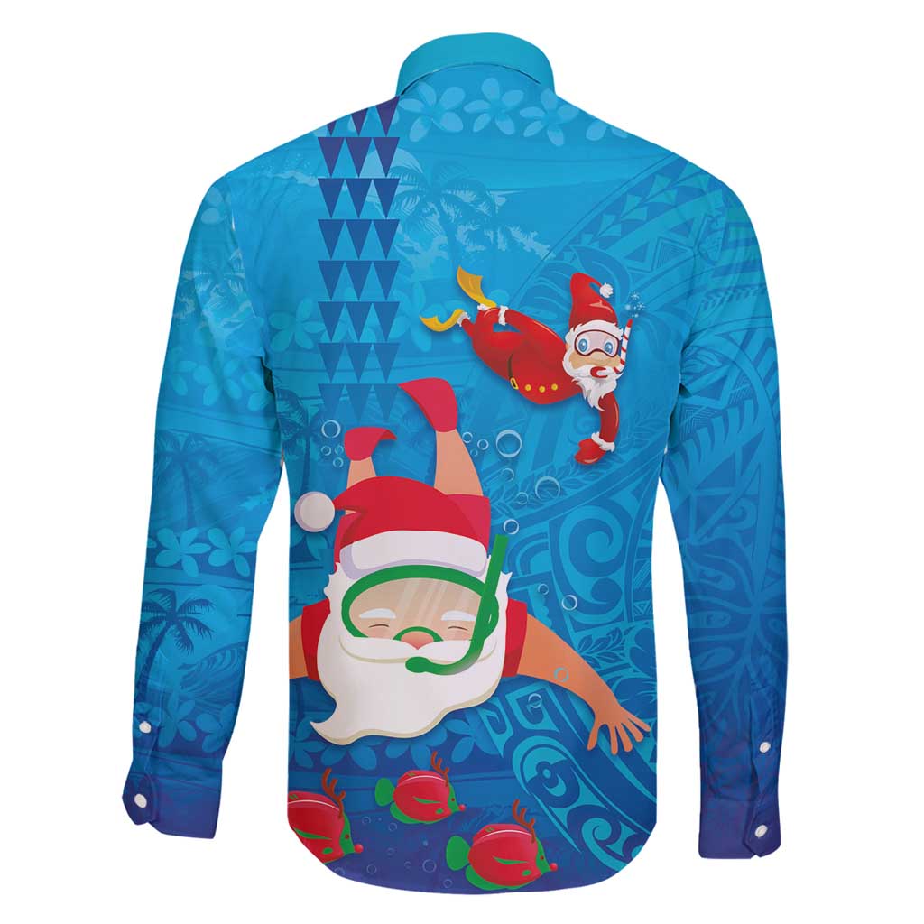 Hawaiian Santa Claus Snorkeling Family Matching Summer Maxi Dress and Hawaiian Shirt Kakau and Polynesian Pattern LT03 - Polynesian Pride