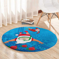 Hawaiian Santa Claus Snorkeling Round Carpet Kakau and Polynesian Pattern LT03 - Polynesian Pride