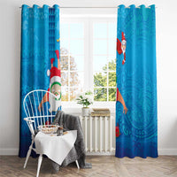 Hawaiian Santa Claus Snorkeling Window Curtain Kakau and Polynesian Pattern LT03 - Polynesian Pride