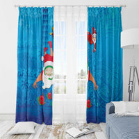 Hawaiian Santa Claus Snorkeling Window Curtain Kakau and Polynesian Pattern LT03 - Polynesian Pride