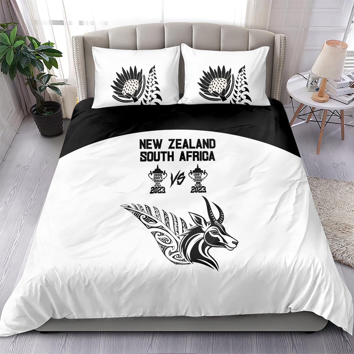 South Africa and New Zealand Bedding Set Champion History Go Final 2023 Vintage Style LT03 - Polynesian Pride