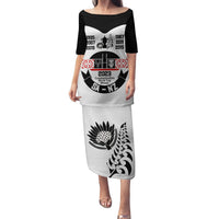 South Africa and New Zealand Family Matching Puletasi Dress and Hawaiian Shirt Champion History Go Final 2023 Vintage Style LT03 Mom's Dress White - Polynesian Pride
