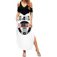 South Africa and New Zealand Family Matching Summer Maxi Dress and Hawaiian Shirt Champion History Go Final 2023 Vintage Style LT03 Mom's Dress White - Polynesian Pride