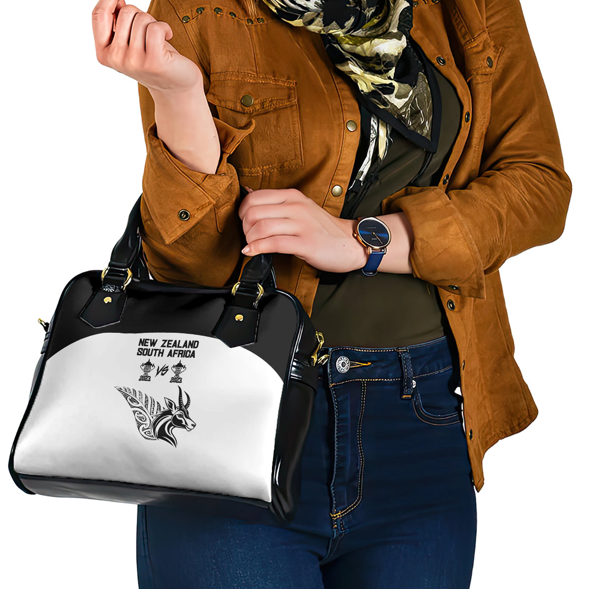 South Africa and New Zealand Shoulder Handbag Champion History Go Final 2023 Vintage Style LT03 - Polynesian Pride