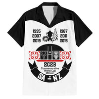 Personalised South Africa and New Zealand Family Matching Off Shoulder Short Dress and Hawaiian Shirt Champion History Go Final 2023 Vintage Style LT03 Dad's Shirt - Short Sleeve White - Polynesian Pride