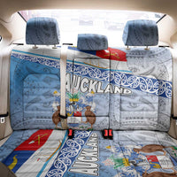 New Zealand Auckland Back Car Seat Cover Auckland's Flag and Coat of Arms - Koru Art Maori Pattern LT03 - Polynesian Pride