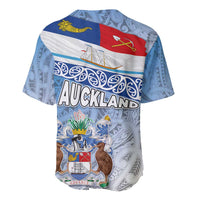 New Zealand Auckland Baseball Jersey Auckland's Flag and Coat of Arms - Koru Art Maori Pattern LT03 - Polynesian Pride
