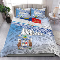 New Zealand Auckland Bedding Set Auckland's Flag and Coat of Arms - Koru Art Maori Pattern LT03 - Polynesian Pride