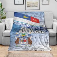 New Zealand Auckland Blanket Auckland's Flag and Coat of Arms - Koru Art Maori Pattern LT03 - Polynesian Pride