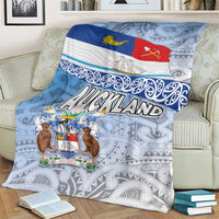 New Zealand Auckland Blanket Auckland's Flag and Coat of Arms - Koru Art Maori Pattern LT03 - Polynesian Pride