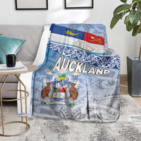 New Zealand Auckland Blanket Auckland's Flag and Coat of Arms - Koru Art Maori Pattern LT03 - Polynesian Pride