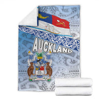 New Zealand Auckland Blanket Auckland's Flag and Coat of Arms - Koru Art Maori Pattern LT03 - Polynesian Pride