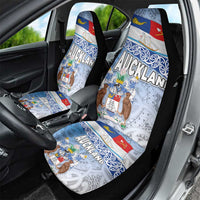 New Zealand Auckland Car Seat Cover Auckland's Flag and Coat of Arms - Koru Art Maori Pattern LT03 - Polynesian Pride