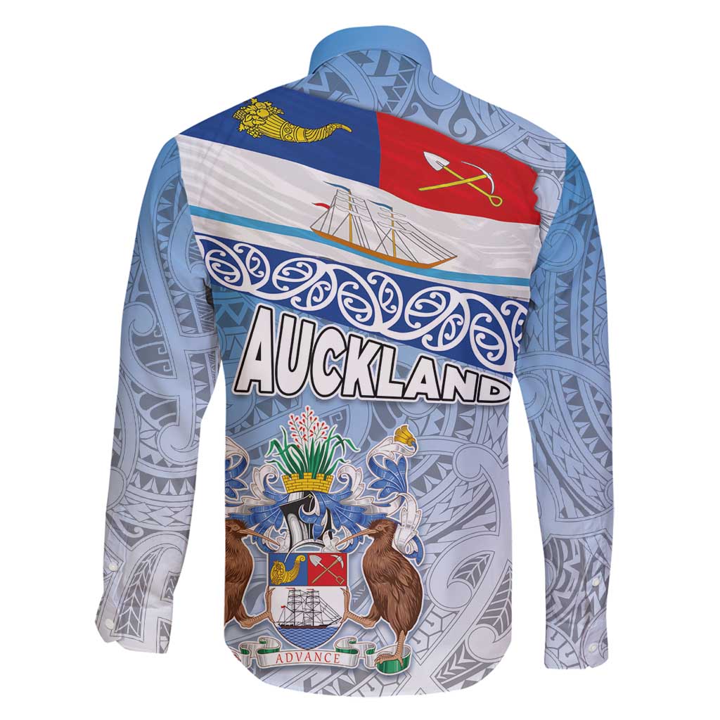 New Zealand Auckland Family Matching Mermaid Dress and Hawaiian Shirt Auckland's Flag and Coat of Arms - Koru Art Maori Pattern LT03 - Polynesian Pride