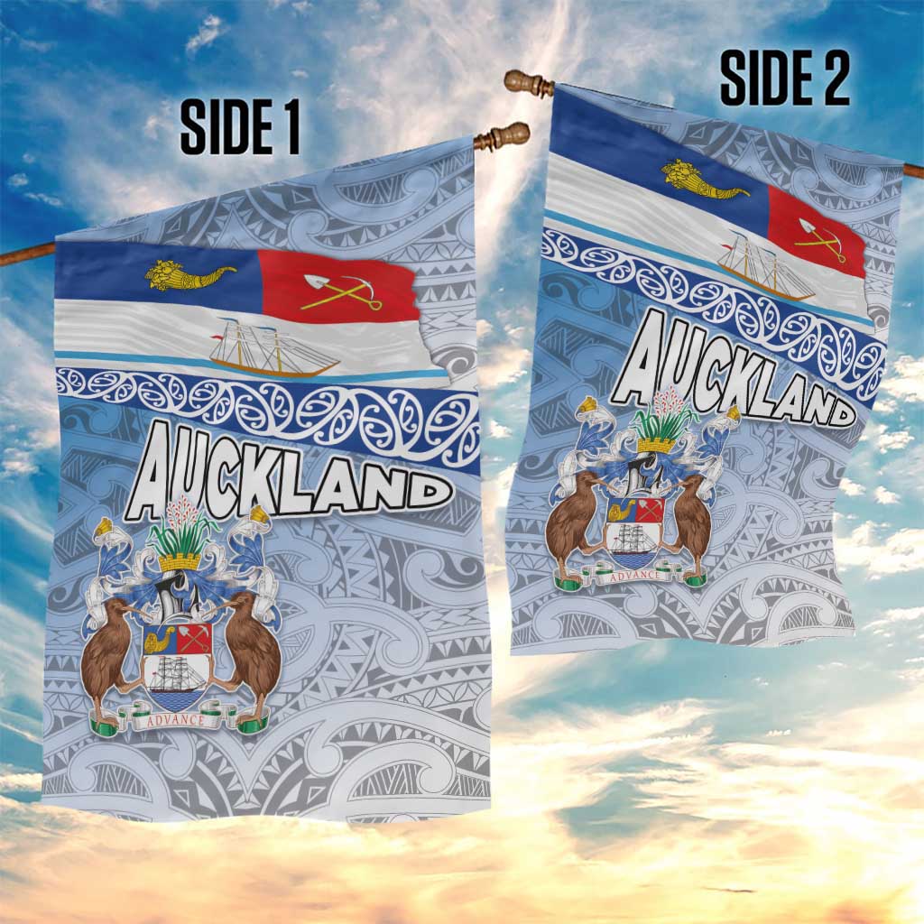 New Zealand Auckland Garden Flag Auckland's Flag and Coat of Arms - Koru Art Maori Pattern LT03 - Polynesian Pride