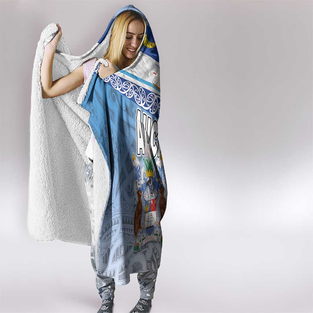 New Zealand Auckland Hooded Blanket Auckland's Flag and Coat of Arms - Koru Art Maori Pattern LT03 - Polynesian Pride