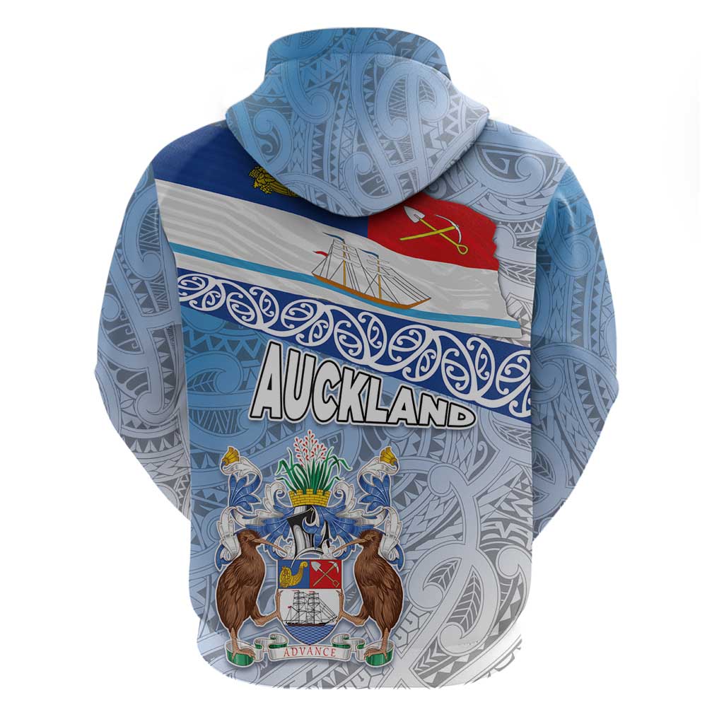 New Zealand Auckland Hoodie Auckland's Flag and Coat of Arms - Koru Art Maori Pattern LT03 - Polynesian Pride