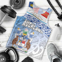 New Zealand Auckland Men Tank Top Auckland's Flag and Coat of Arms - Koru Art Maori Pattern LT03 - Polynesian Pride