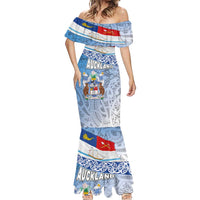 New Zealand Auckland Mermaid Dress Auckland's Flag and Coat of Arms - Koru Art Maori Pattern LT03 - Polynesian Pride