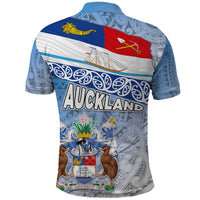 New Zealand Auckland Polo Shirt Auckland's Flag and Coat of Arms - Koru Art Maori Pattern LT03 - Polynesian Pride