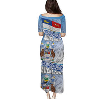 New Zealand Auckland Puletasi Auckland's Flag and Coat of Arms - Koru Art Maori Pattern LT03 - Polynesian Pride