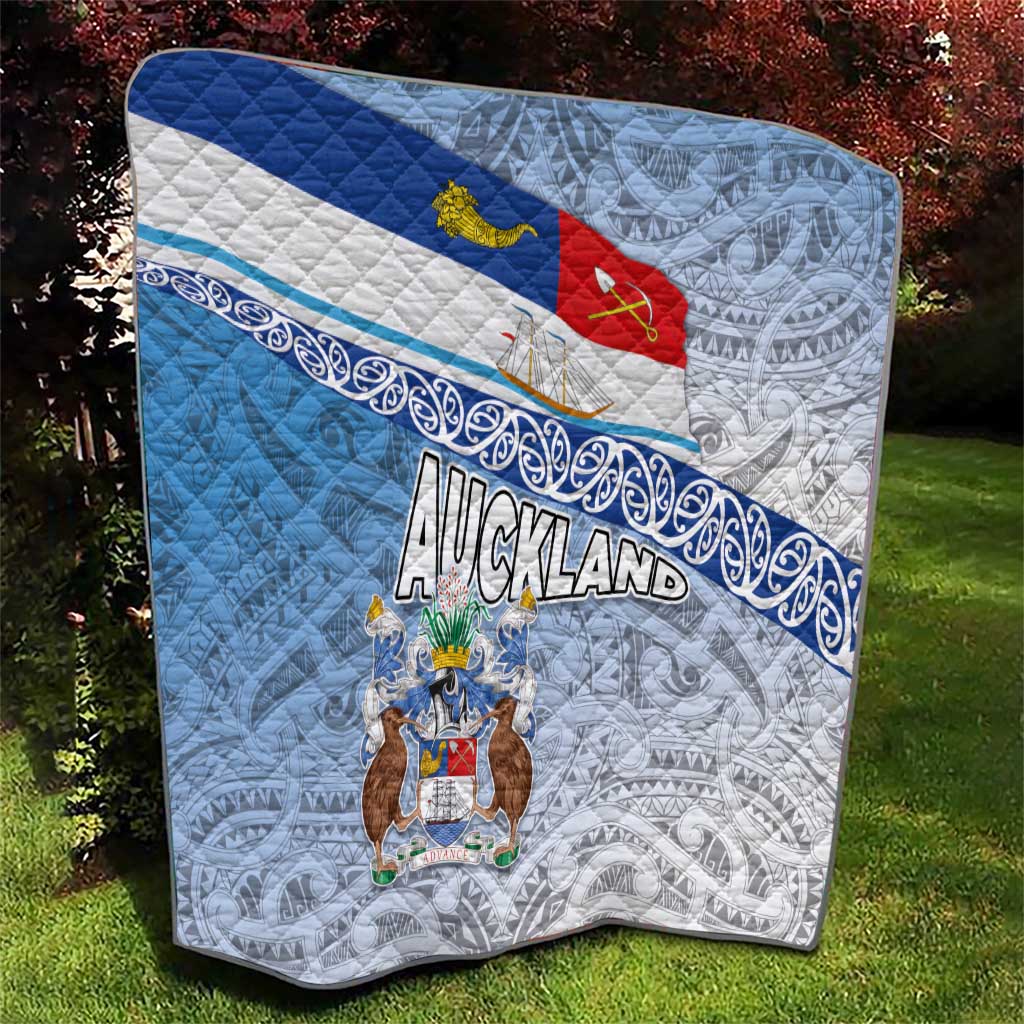 New Zealand Auckland Quilt Auckland's Flag and Coat of Arms - Koru Art Maori Pattern LT03 - Polynesian Pride