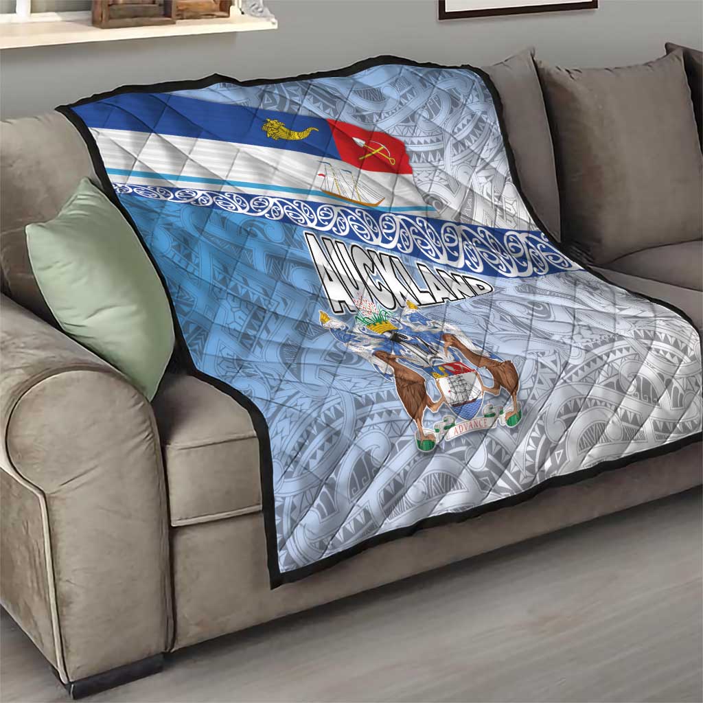 New Zealand Auckland Quilt Auckland's Flag and Coat of Arms - Koru Art Maori Pattern LT03 - Polynesian Pride