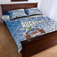 New Zealand Auckland Quilt Bed Set Auckland's Flag and Coat of Arms - Koru Art Maori Pattern LT03 - Polynesian Pride