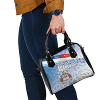 New Zealand Auckland Shoulder Handbag Auckland's Flag and Coat of Arms - Koru Art Maori Pattern LT03 - Polynesian Pride