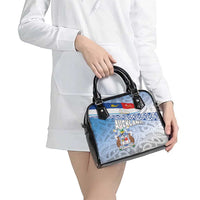 New Zealand Auckland Shoulder Handbag Auckland's Flag and Coat of Arms - Koru Art Maori Pattern LT03 - Polynesian Pride