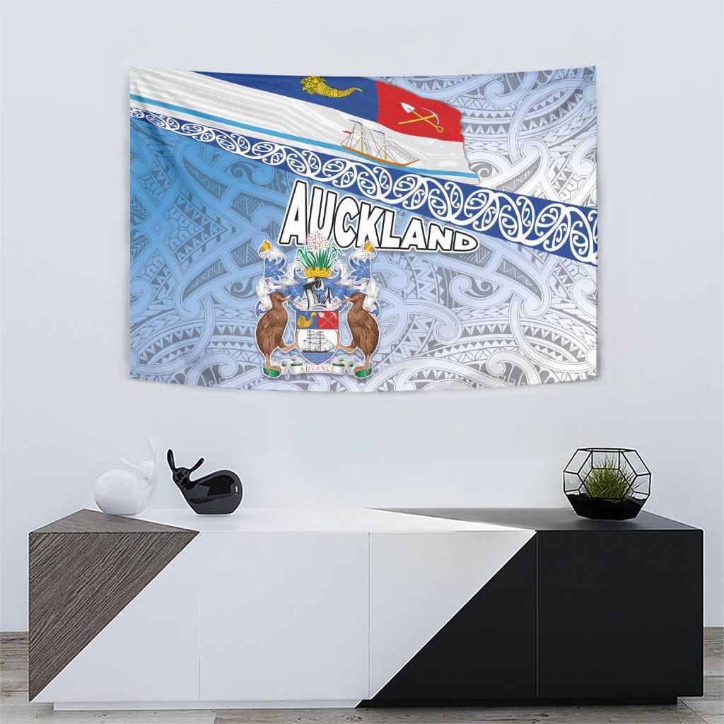 New Zealand Auckland Tapestry Auckland's Flag and Coat of Arms - Koru Art Maori Pattern LT03 - Polynesian Pride