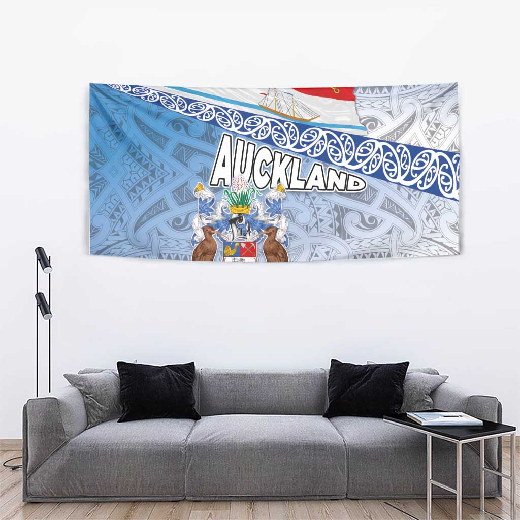 New Zealand Auckland Tapestry Auckland's Flag and Coat of Arms - Koru Art Maori Pattern LT03 - Polynesian Pride