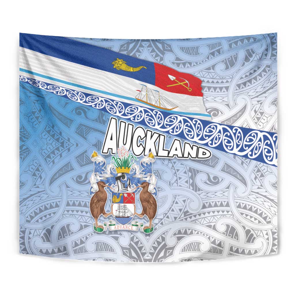 New Zealand Auckland Tapestry Auckland's Flag and Coat of Arms - Koru Art Maori Pattern LT03 - Polynesian Pride