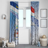 New Zealand Auckland Window Curtain Auckland's Flag and Coat of Arms - Koru Art Maori Pattern LT03 - Polynesian Pride