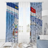New Zealand Auckland Window Curtain Auckland's Flag and Coat of Arms - Koru Art Maori Pattern LT03 - Polynesian Pride