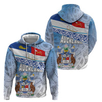 New Zealand Auckland Zip Hoodie Auckland's Flag and Coat of Arms - Koru Art Maori Pattern LT03 - Polynesian Pride