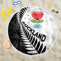 New Zealand Auckland Beach Blanket Auckland's Emblem and Silver Ferns - Maori Art Tattoo LT03 One Size 150cm Light Blue - Polynesian Pride