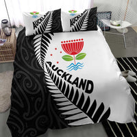New Zealand Auckland Bedding Set Auckland's Emblem and Silver Ferns - Maori Art Tattoo LT03 - Polynesian Pride