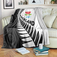 New Zealand Auckland Blanket Auckland's Emblem and Silver Ferns - Maori Art Tattoo LT03 Light Blue - Polynesian Pride