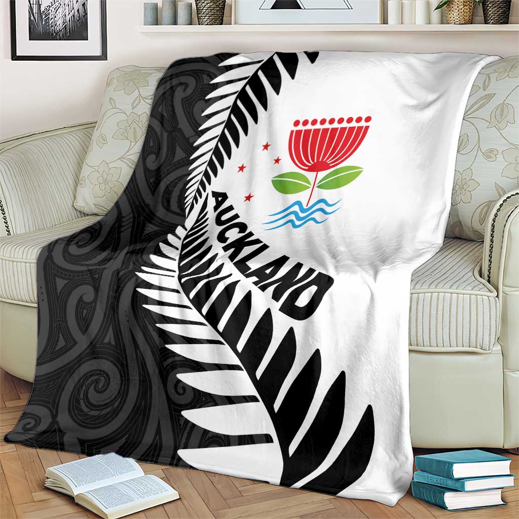New Zealand Auckland Blanket Auckland's Emblem and Silver Ferns - Maori Art Tattoo LT03 - Polynesian Pride